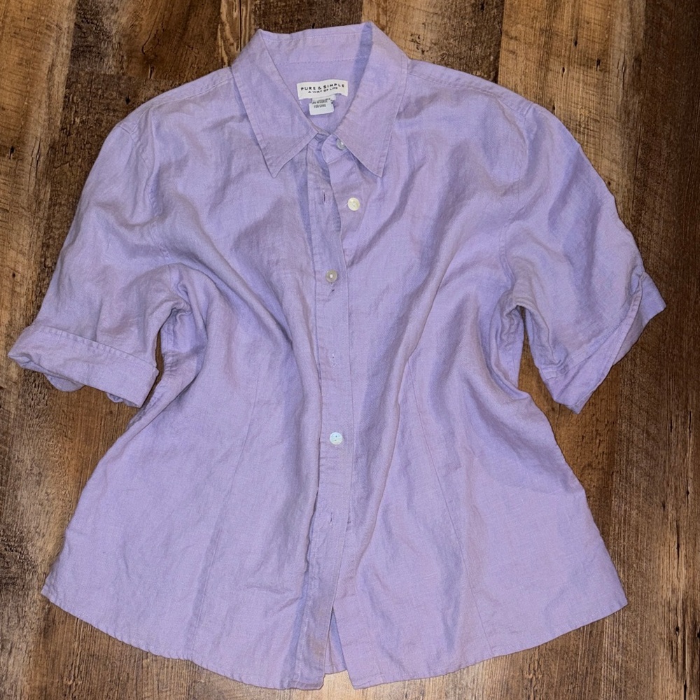 100% linen women’s button front size large